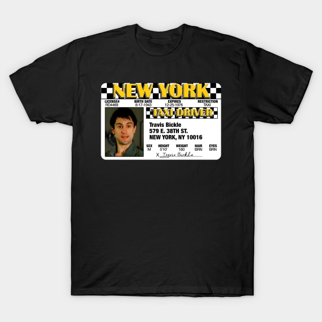 Travis Bickle Taxi License T-Shirt by linenativ